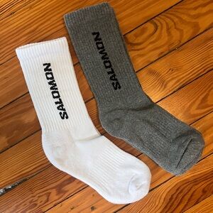 Salomon Athletic Socks in White and Gray